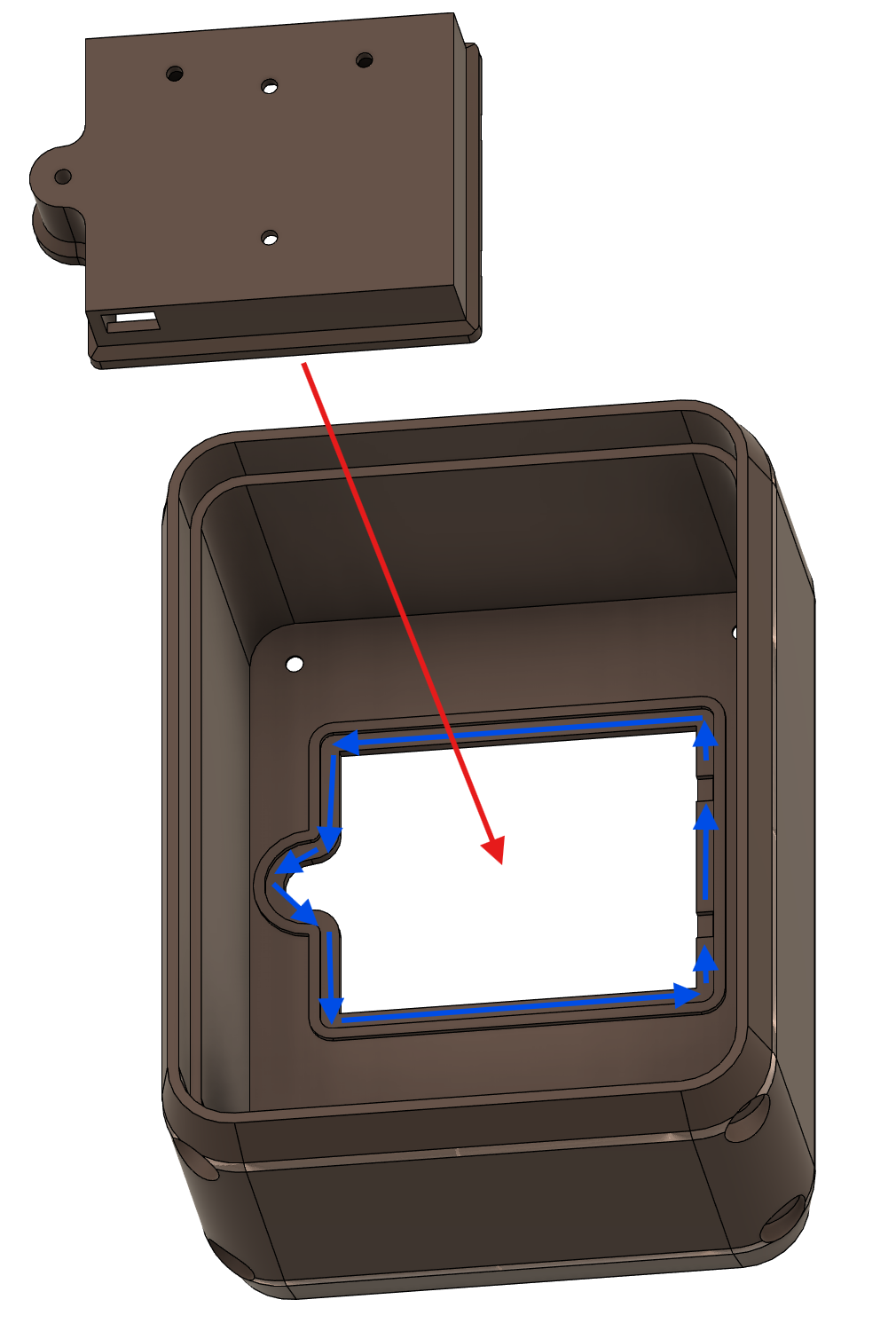 Step 1 - Glue battery compartment with arrows