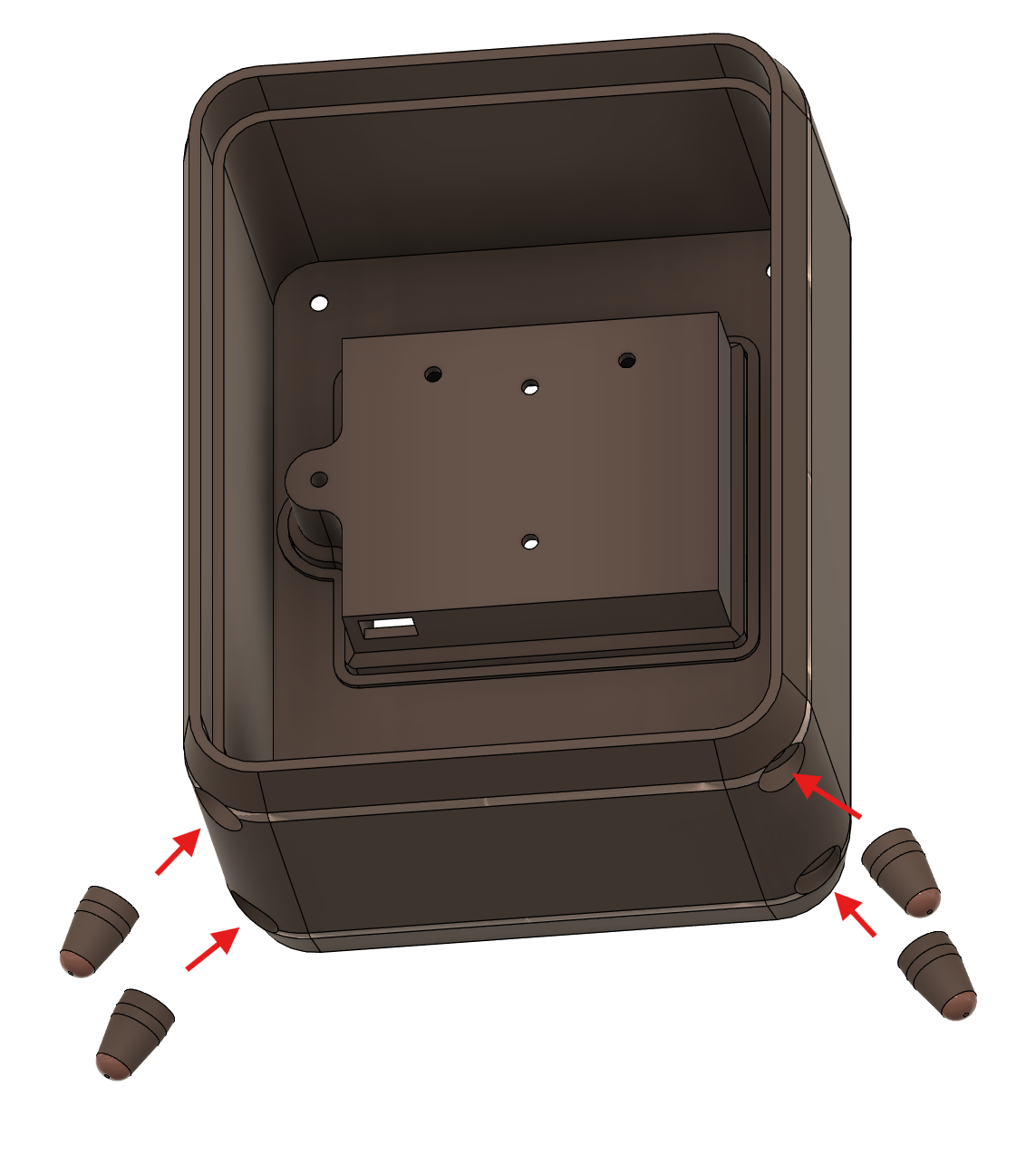 Step 2 - Glue feet to case with arrows
