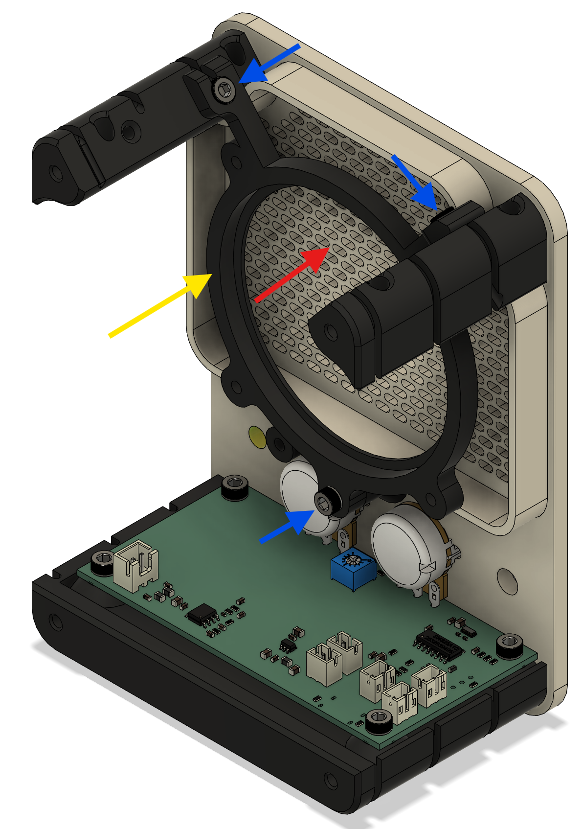 Step 4 - Grill and speaker mount with arrows
